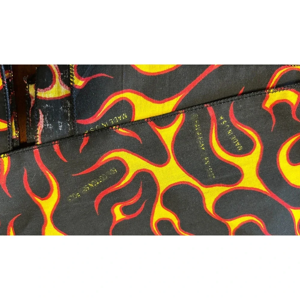 90s Hav-A-Hank Hot Flames Pattern Biker Bandana Head Wrap Skull Cap Scarf USA